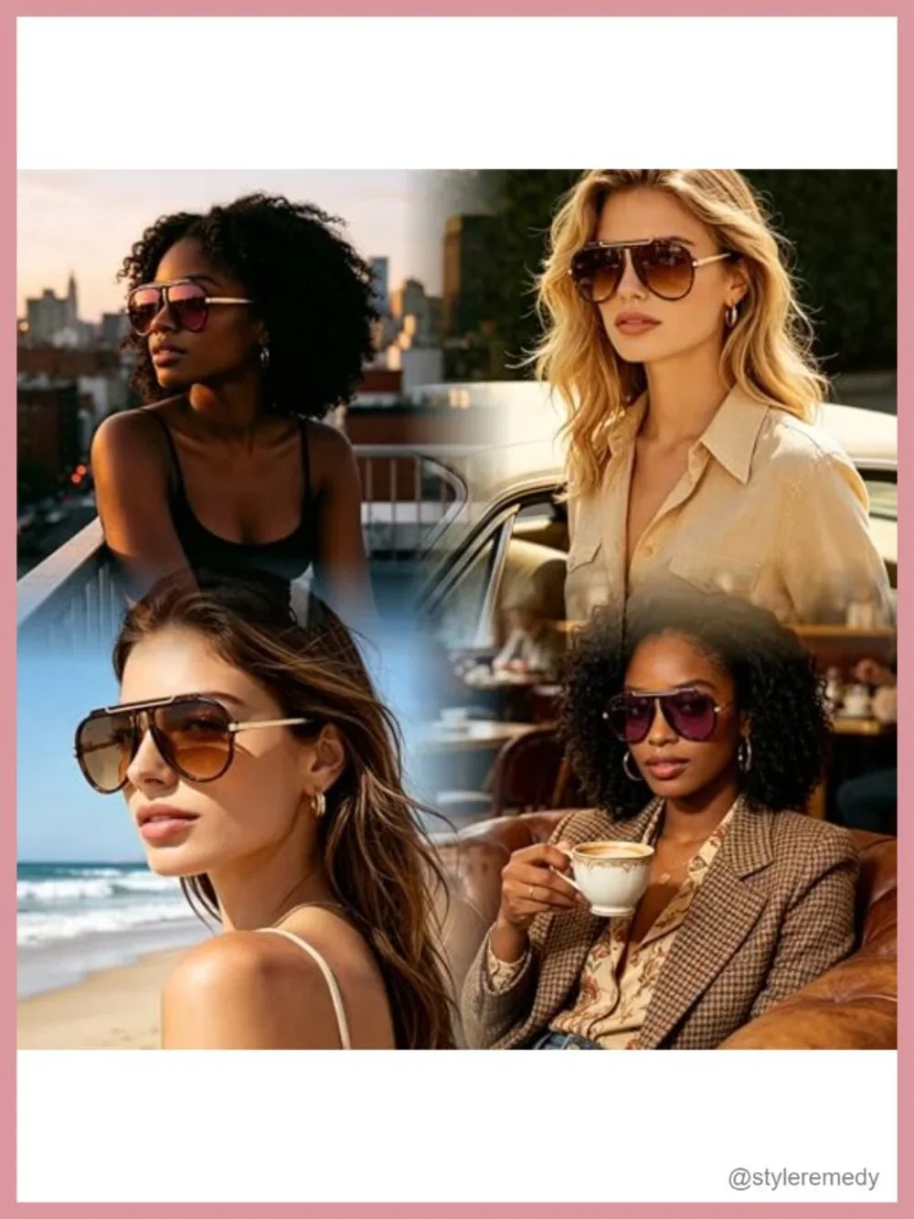 Oversized Aviator Sunglasses Women Men Retro Vintage Metal Frame UV Protection